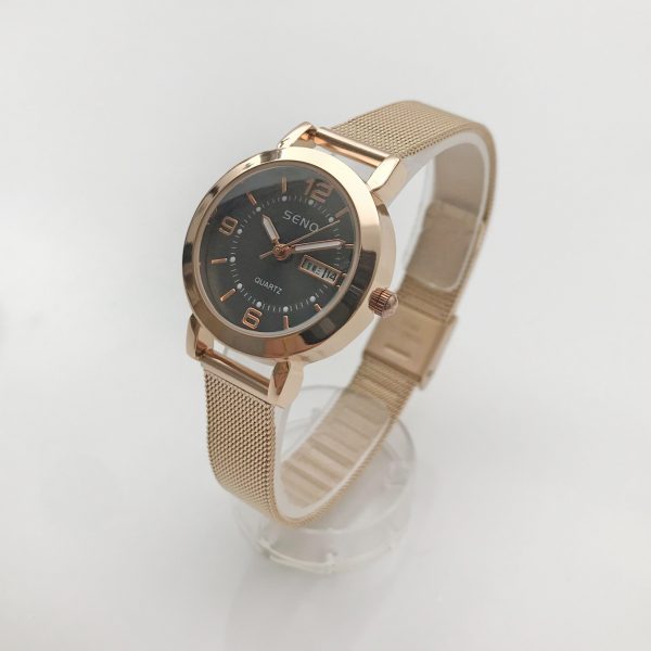 Quartz watch non-mechanical women's watch luminous waterproof double calendar female student steel strap watch SENO-90018 - Image 2