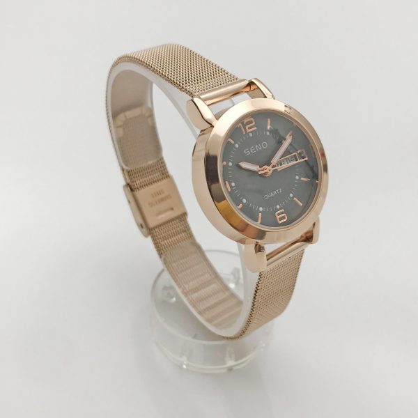 Quartz watch non-mechanical women's watch luminous waterproof double calendar female student steel strap watch SENO-90018 - Image 3